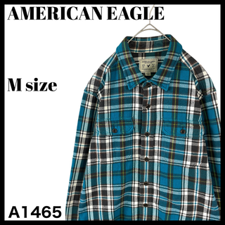 アメリカンイーグル(American Eagle)のUSA古着 アメリカンイーグル ヘビーウェイト ネルシャツ 青 チェック M(シャツ)