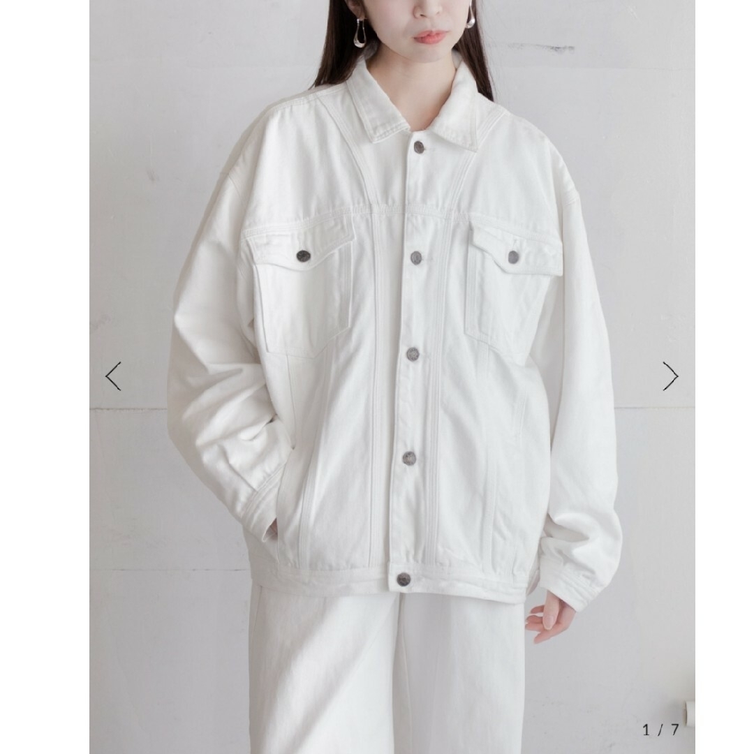 Grimoire(グリモワール)の古着 1980-90s white denim jacket レディースのジャケット/アウター(Gジャン/デニムジャケット)の商品写真