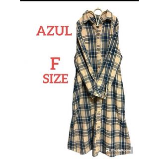 アズールバイマウジー(AZUL by moussy)のAZUL  大人可愛いチェック柄ネルシャツワンピース❤️(ロングワンピース/マキシワンピース)