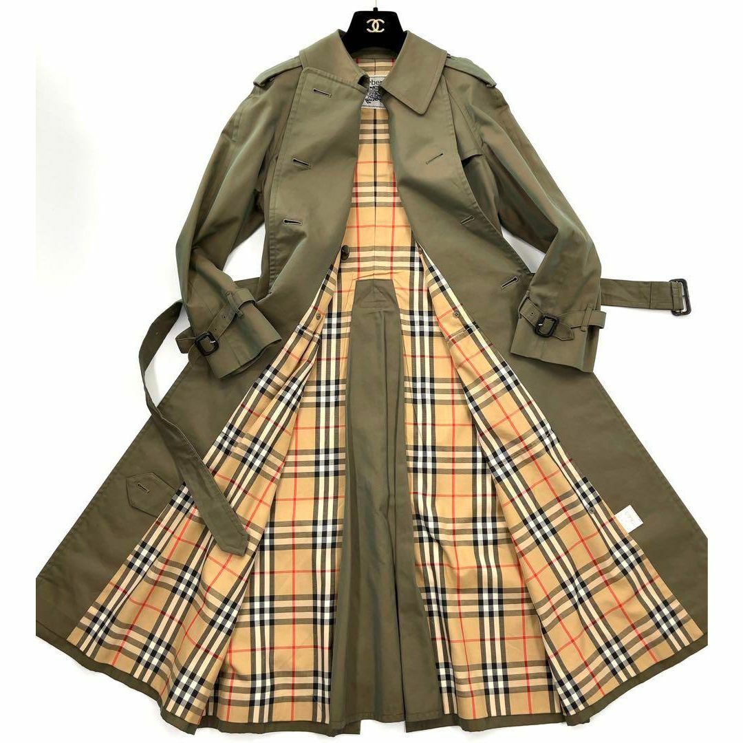 【美品】Burberry バーバリー　ロング　トレンチコート　玉虫　ダブル