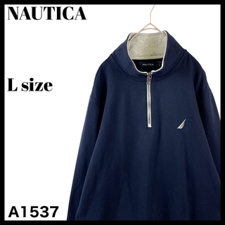 ノーティカ(NAUTICA)の定番人気 ノーティカ ハーフジップ スウェットトレーナー ネイビー XL メンズ(スウェット)