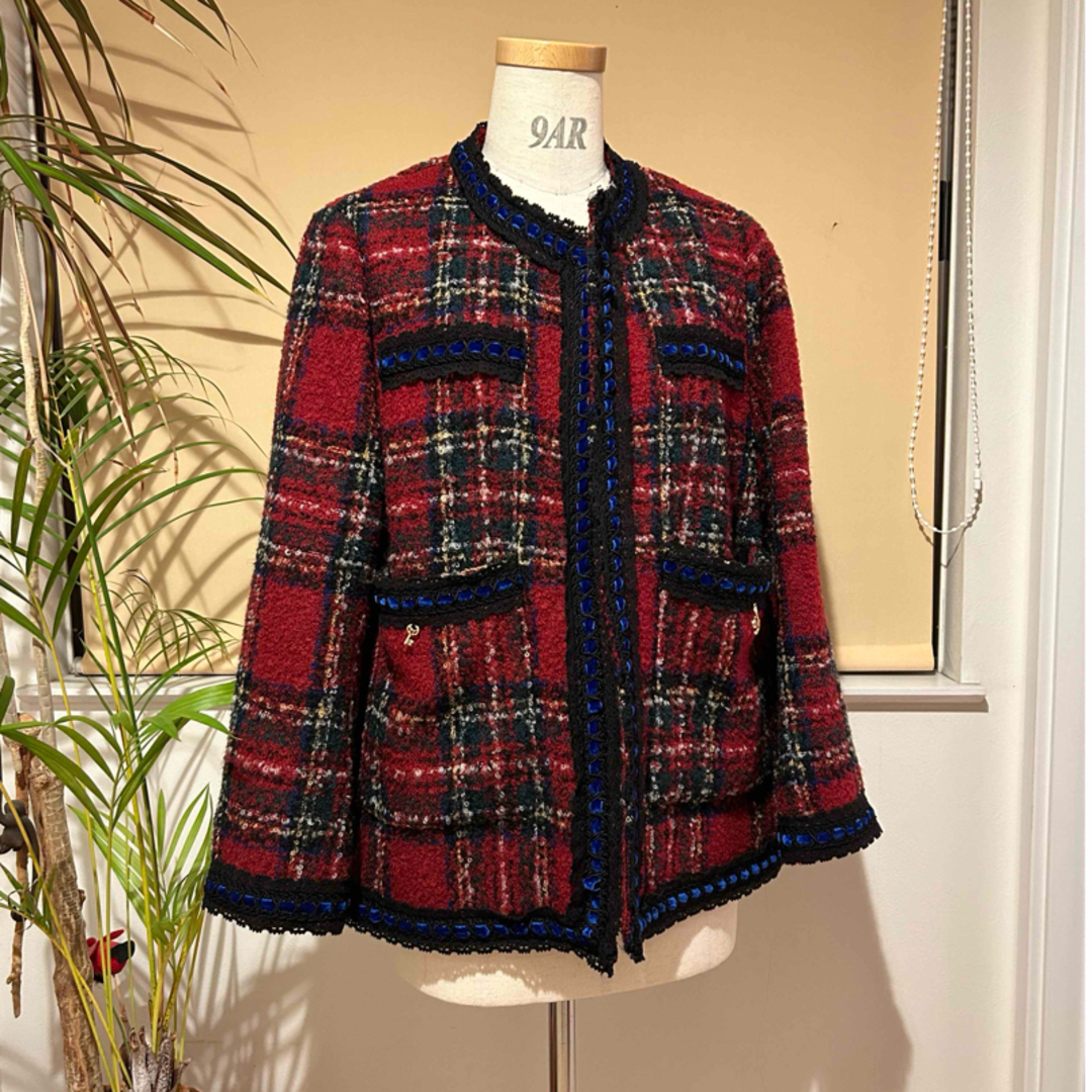 Lois CRAYON(ロイスクレヨン)のロイスクレヨン  タータンチェックコート レディースのジャケット/アウター(ノーカラージャケット)の商品写真