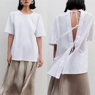 ザラ(ZARA)の美品ZARAザラ今季リボンバックTシャツトップス(シャツ/ブラウス(半袖/袖なし))