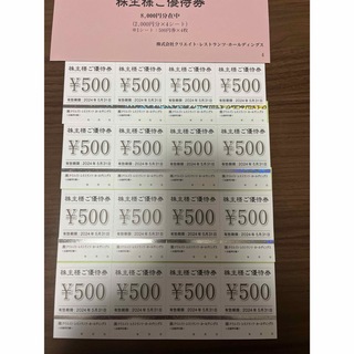クリエイトレストラン　株主優待　8000円(レストラン/食事券)
