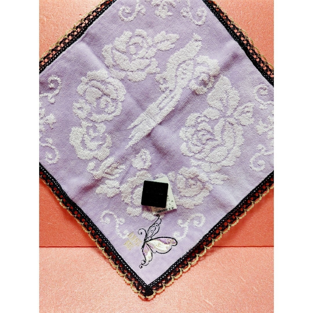 ANNA SUI(アナスイ)の新品　ANNA SUI　アナスイ　バタフライ刺繍  レースタオルハンカチ レディースのファッション小物(ハンカチ)の商品写真