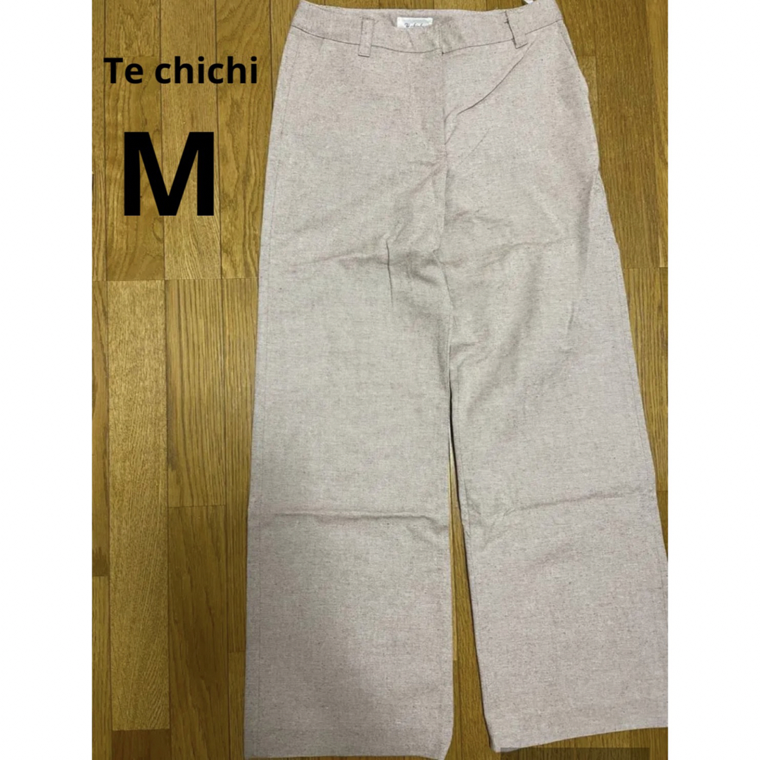 Techichi(テチチ)のテチチ　美品　ワイドパンツ　ストレート　ピンク　M  厚手　毛　ウール　オフィス レディースのパンツ(カジュアルパンツ)の商品写真