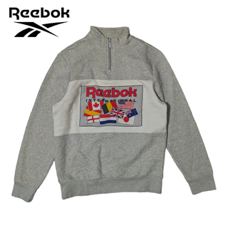 リーボック(Reebok)のReebok グレー 万国旗 ハーフジップ スウェットトレーナー(スウェット)