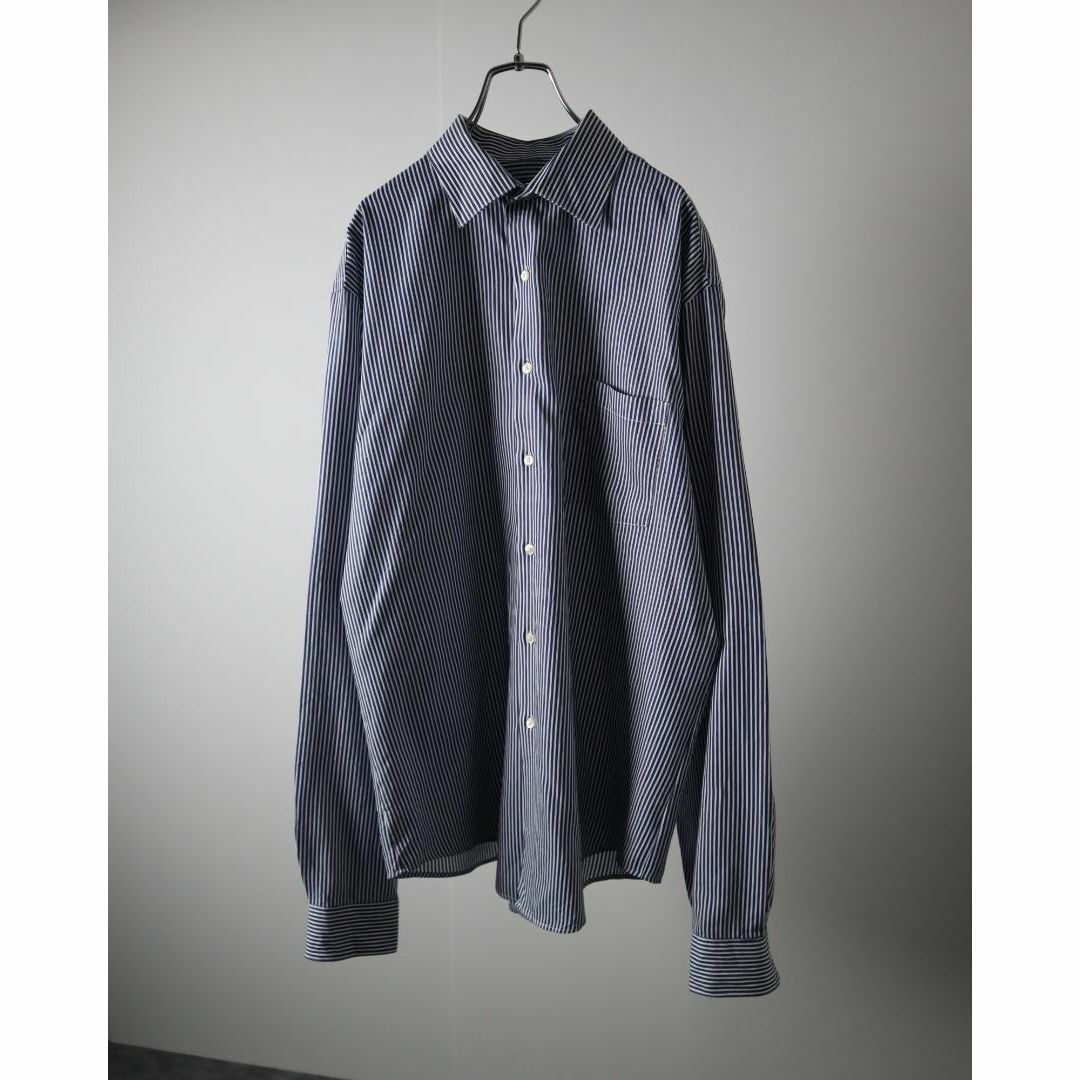 ARROW(アロー)の【ARROW】バイカラー ロンドンストライプ柄 コットン混 長袖シャツ青 白 メンズのトップス(シャツ)の商品写真
