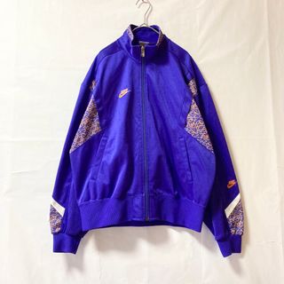 ナイキ(NIKE)の90s 銀タグ ナイキ トラックジャケット レトロ 刺繍ロゴ 短丈 太アーム 紫(ジャージ)