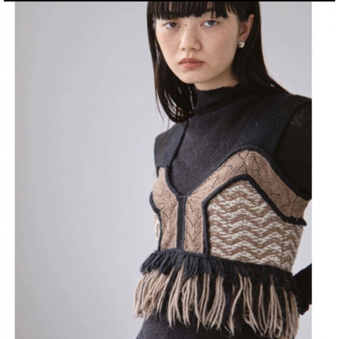 TODAYFUL(トゥデイフル)のTODAYFUL Jacquard Fringe Bustier レディースのトップス(ニット/セーター)の商品写真