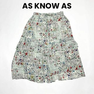 アズノウアズ(AS KNOW AS)のcu338/AS KNOW AS/アズノウアズ フレアロングスカート 総柄 花柄(ロングスカート)