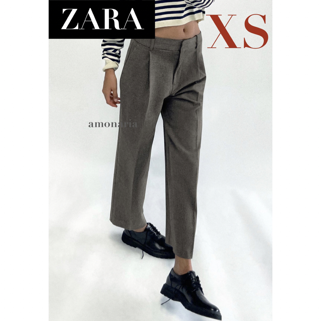 新品】ZARA ダーツ入りストレートフィットパンツ ワイドパンツ パンツ-