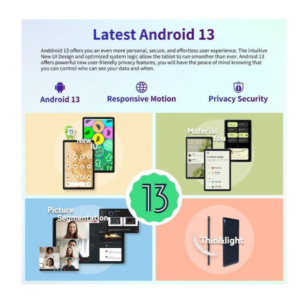 最新‼️ タブレット 10インチ Android 13 8GB+128GB スマホ/家電/カメラのPC/タブレット(タブレット)の商品写真