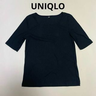 ユニクロ(UNIQLO)のcu342/UNIQLO/ユニクロ 半袖 カットソー 黒 無地 シンプル(カットソー(半袖/袖なし))