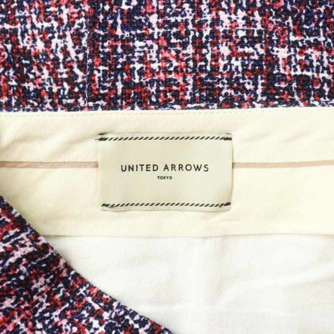 UNITED ARROWS(ユナイテッドアローズ)のユナイテッドアローズ テーパードパンツ スラックス ツイード 38 M 赤 紺 レディースのパンツ(その他)の商品写真