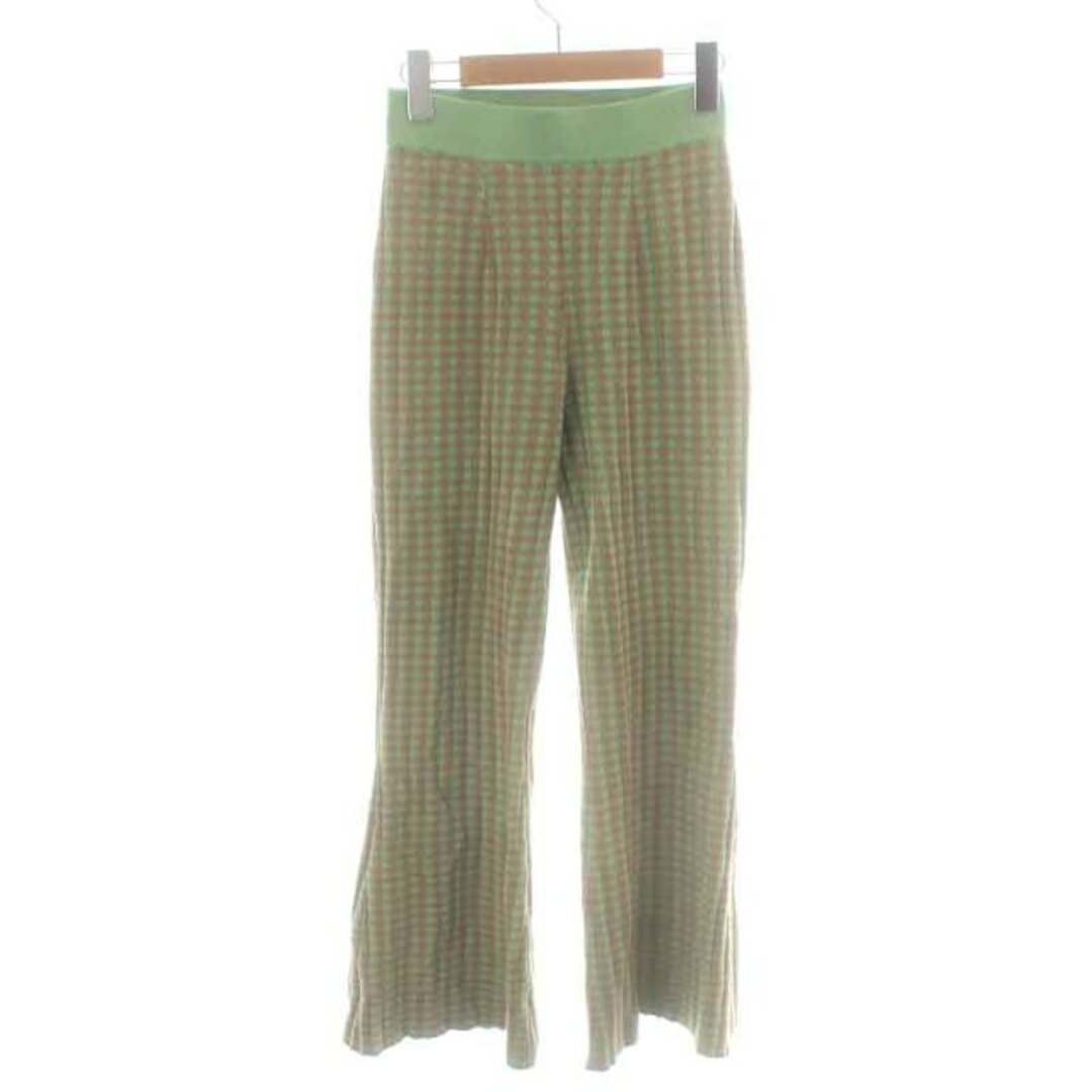 Ameri VINTAGE(アメリヴィンテージ)のアメリヴィンテージ GINGHAM CHECK P フレアパンツ S 緑 茶 レディースのパンツ(その他)の商品写真