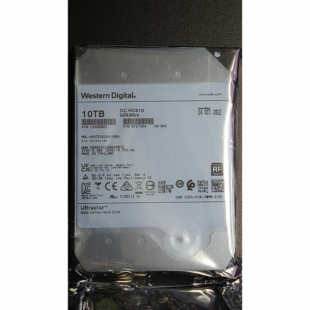 5Wリードライト時☆新品☆WD ウエスタンデジタル 3.5インチHDD10TB DC HC510