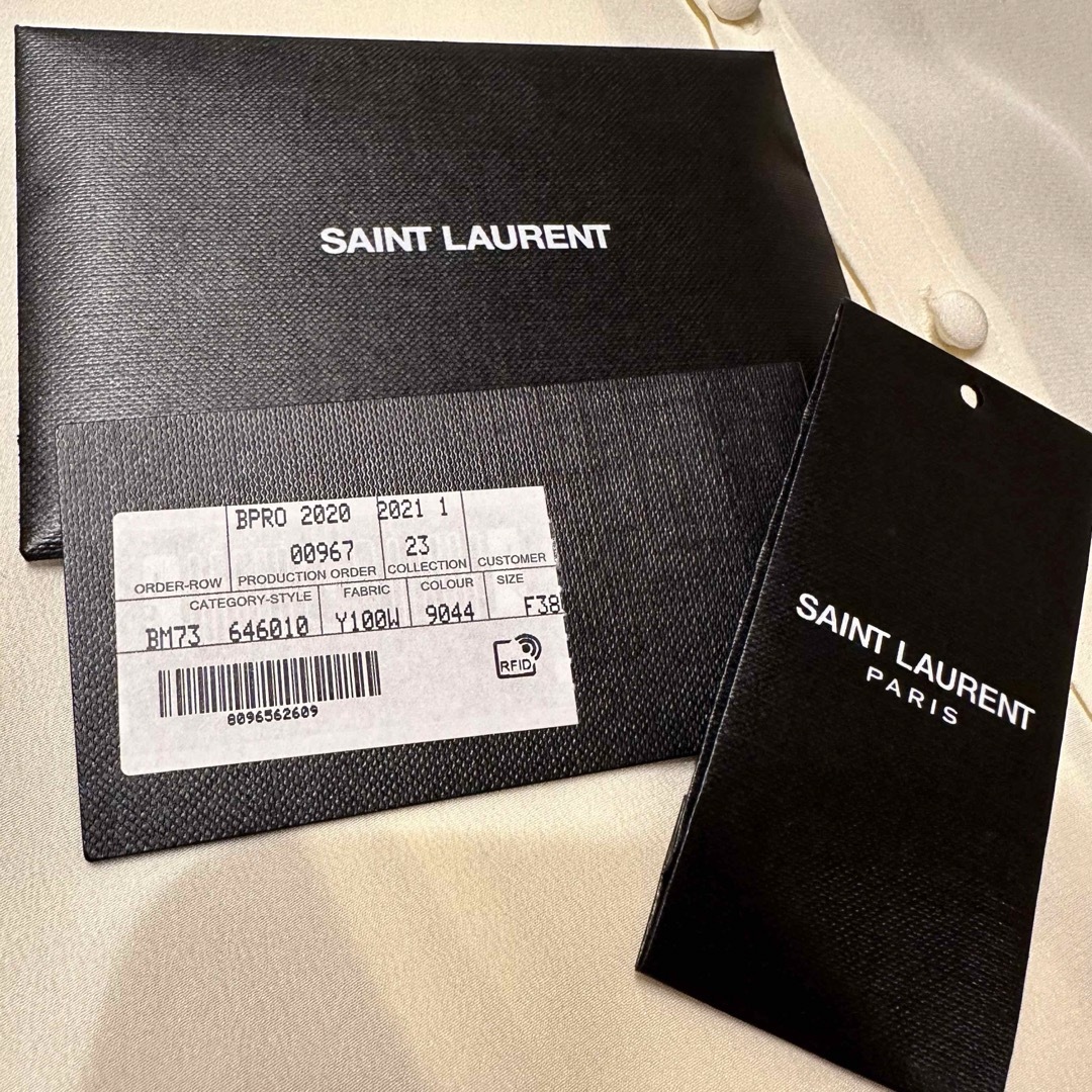 【SAINT LAURENT】美品　シルククレープデシン　フリルブラウス