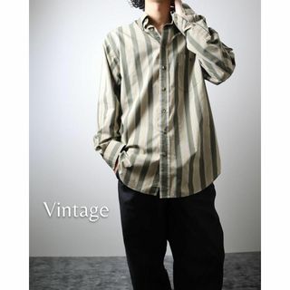 アートヴィンテージ(ART VINTAGE)の【vintage】シックシンストライプ BD コットン ルーズ 長袖シャツ L(シャツ)