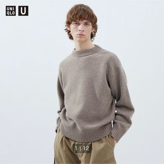 ユニクロ(UNIQLO)のUNIQLO U プレミアムラムローゲージセーター（長袖） BEIGE XXL(ニット/セーター)