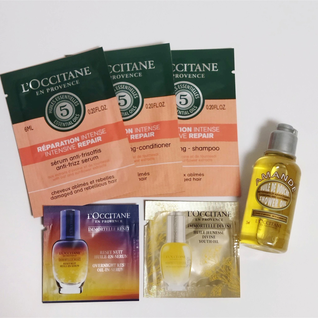 L'OCCITANE(ロクシタン)の【新品】ロクシタン イモーテル ファイブハーブス シャワーオイル サンプルセット コスメ/美容のスキンケア/基礎化粧品(美容液)の商品写真