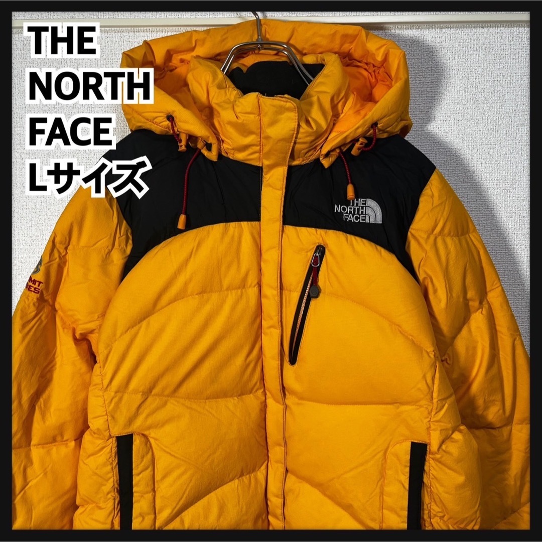【ノースフェイス】ダウンジャケット 刺繍　サミットシリーズ　肩ロゴ　黄色黒KNのサムネイル
