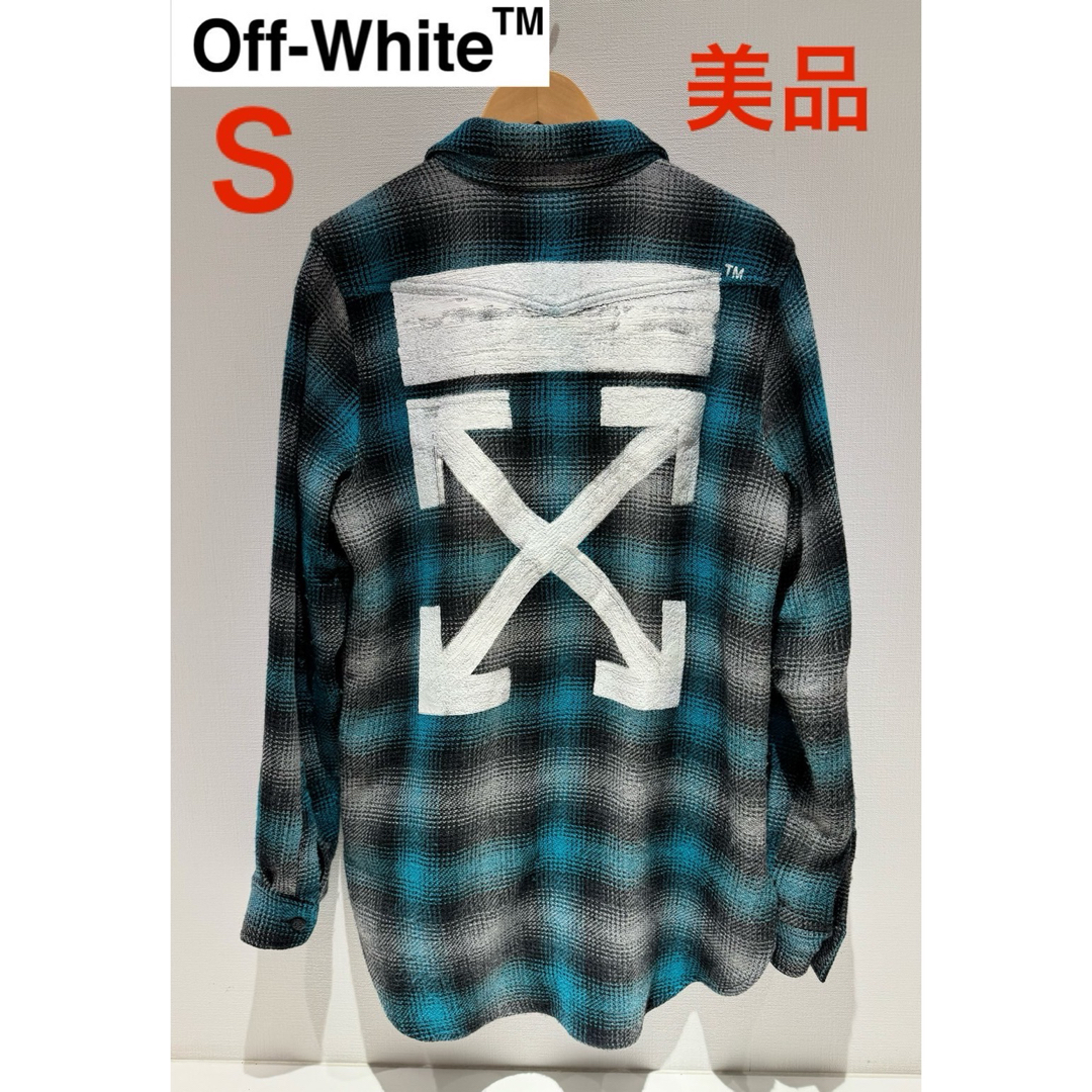 OFF-WHITE(オフホワイト)の美品❗️ OFF-WHITE バックアロープリントネルシャツ  ブルー×ブラック メンズのジャケット/アウター(ブルゾン)の商品写真