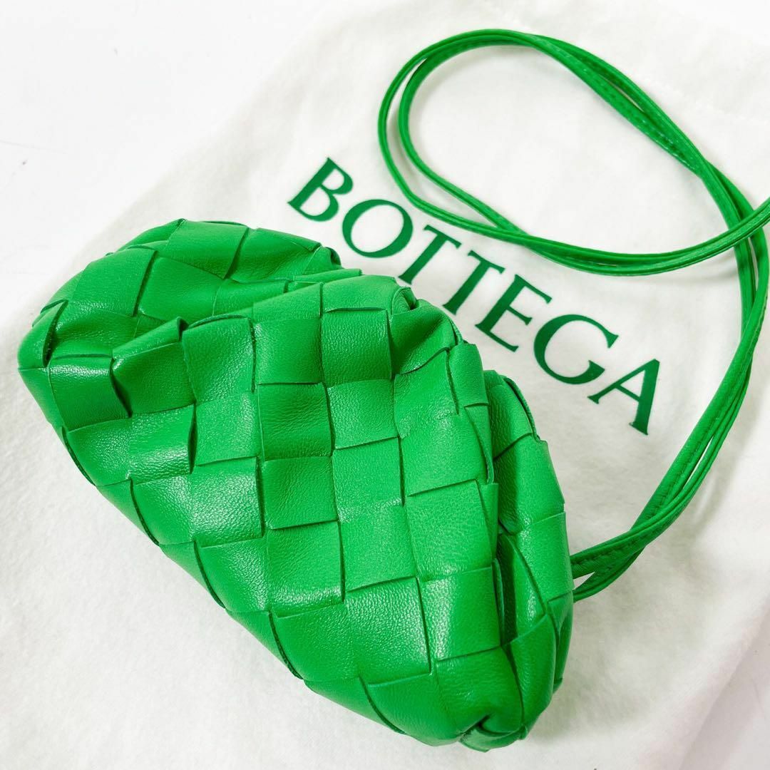 ファッション小物✨極美品✨ BOTTEGA VENETA ミニ ザ ポーチ レザー グリーン