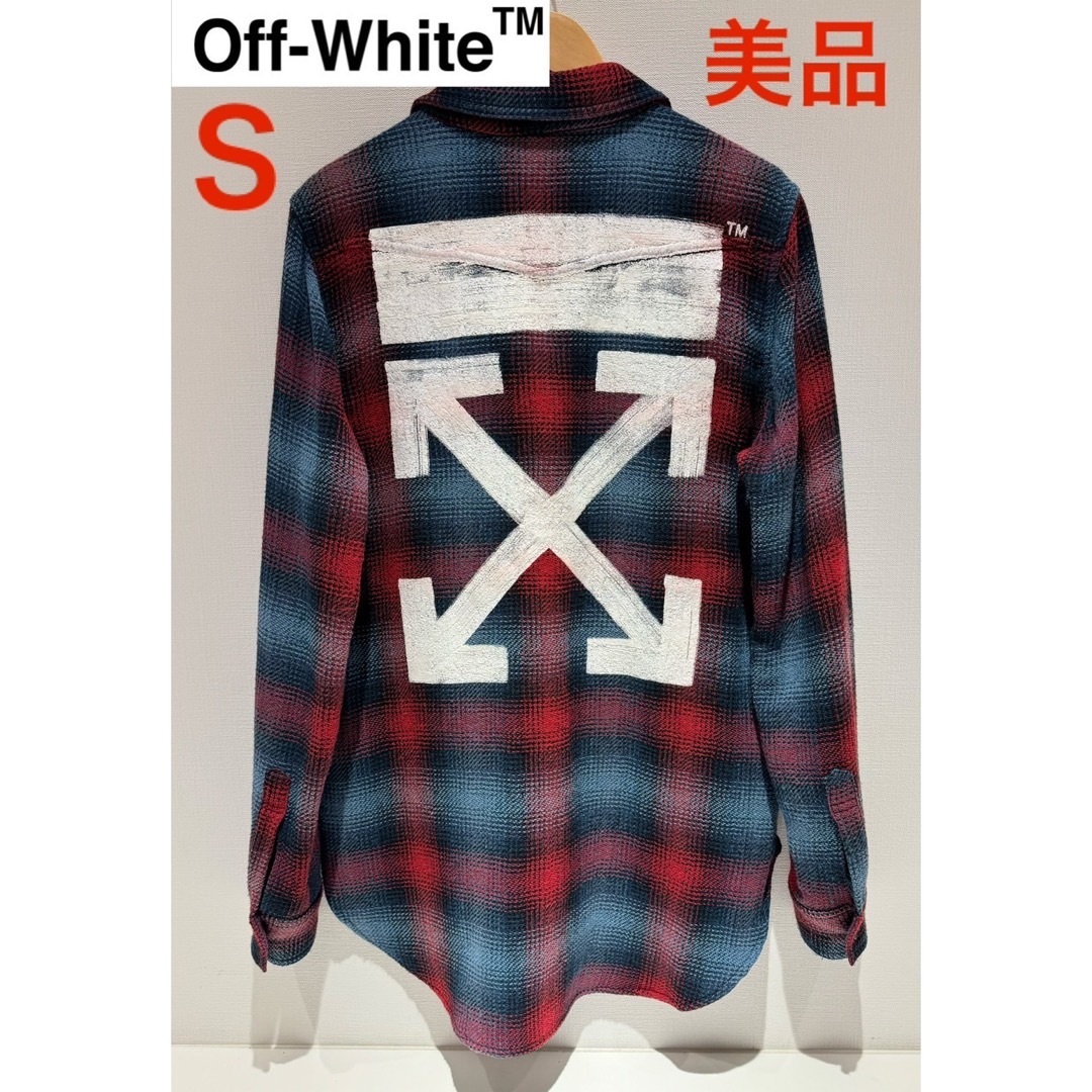 OFF-WHITE(オフホワイト)の美品❗️ OFF-WHITE バックアロープリントネルシャツ  レッド×ブラック メンズのジャケット/アウター(その他)の商品写真