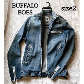 バッファローボブス(BUFFALO BOBS)のBufflo Bobs シングルライダースデニムジャケット サイズ2(Gジャン/デニムジャケット)