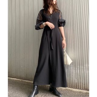 アメリヴィンテージ(Ameri VINTAGE)のAMERI　DOUBLE BUTTON ROMPERS　ロンパース　ロングドレス(ロングドレス)