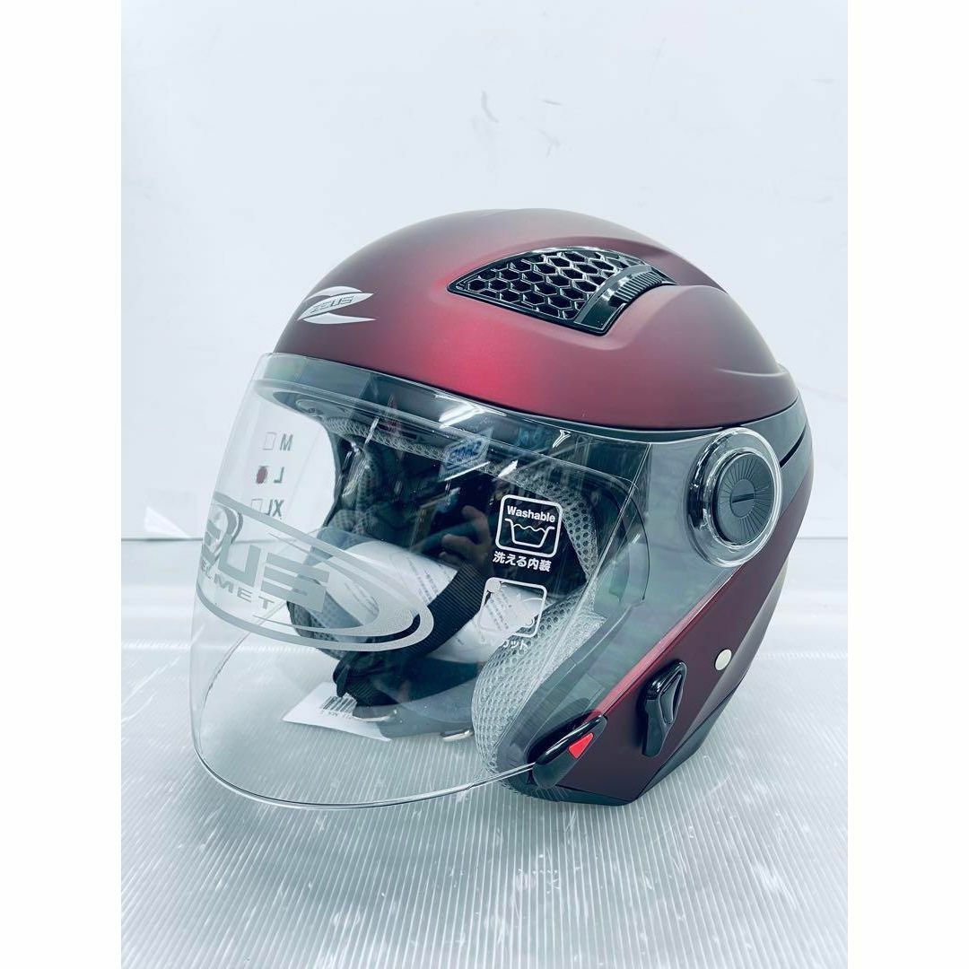 ヘルメット ジェット【新品未使用】 NANKAI NAZ-211 赤紫 L 自動車/バイクのバイク(ヘルメット/シールド)の商品写真