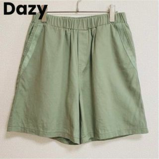 st226 Dazy ショートパンツ XL ウエストゴム くすみグリーン(ショートパンツ)