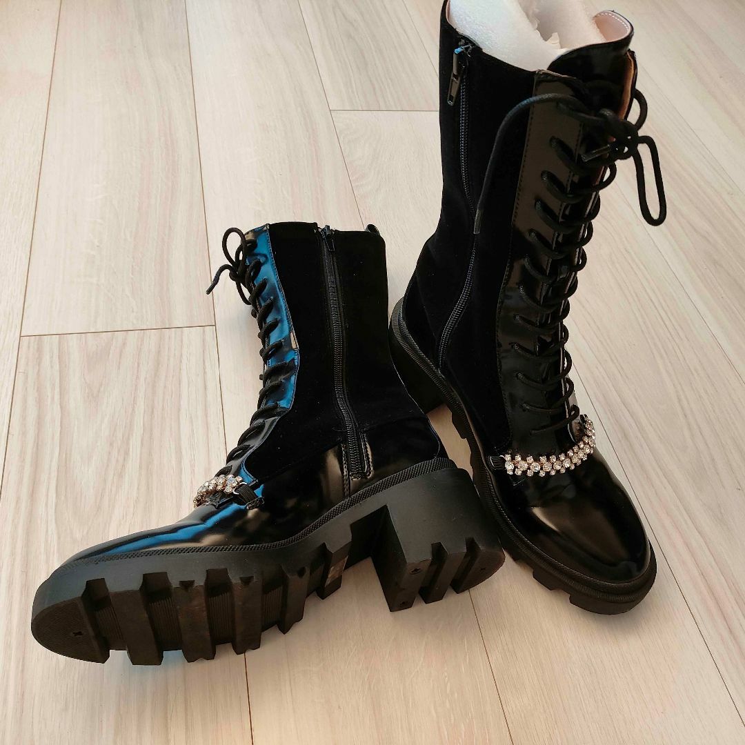 Her lip to - Herlipto Crystal Lace-Up Ankle Boots 36の通販 Her lip to - Herlipto Crystal Lace-Up Ankle Boots 36の通販