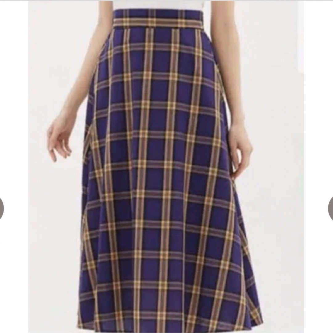 GU(ジーユー)のパープル イエロー チェック ロングスカート レディースのスカート(ロングスカート)の商品写真