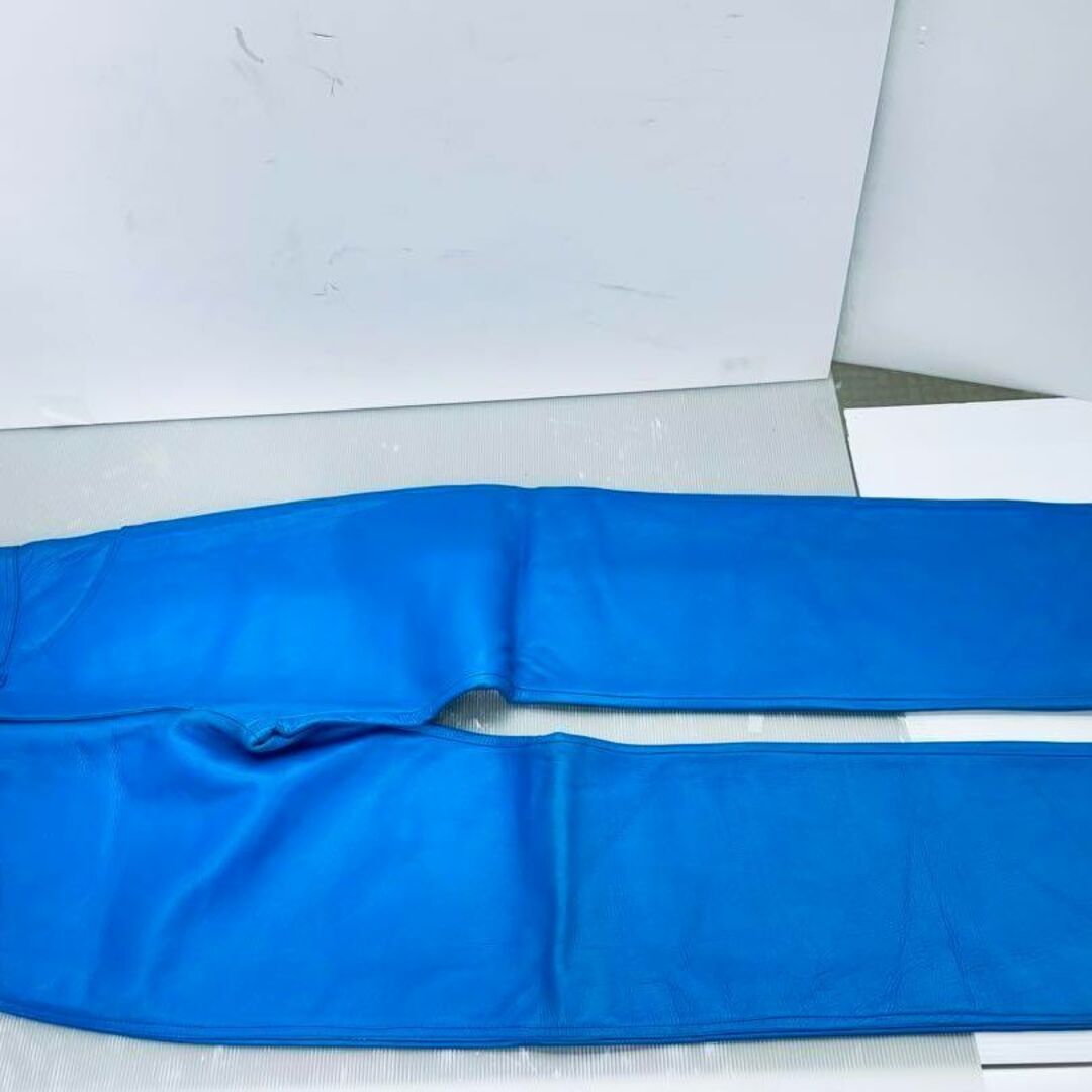 レザーパンツ 革パンツ 牛本革 LLサイズ【新品未使用】SC 鮮やかな青色です装備/装具