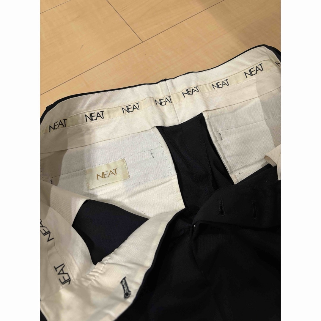 NEAT wool gabardine WIDE 44 BLACK NEAT wool gabardine WIDE 44 BLACK