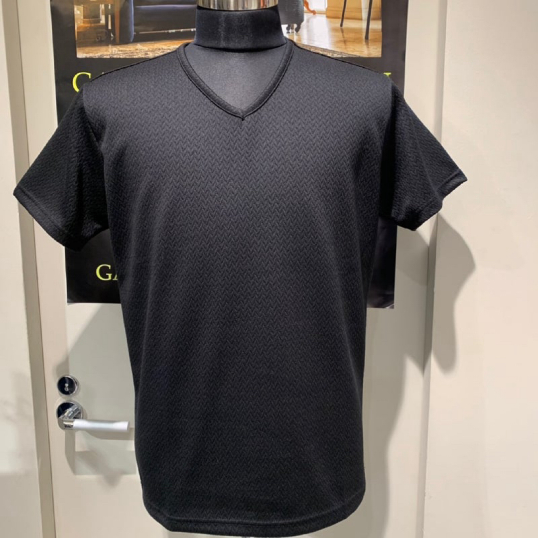 GARNIER(ガルニエ)の新品タグ 未着 GARNIER ガルニエ ヘリンボンジャガードVネックTシャツ メンズのトップス(Tシャツ/カットソー(半袖/袖なし))の商品写真