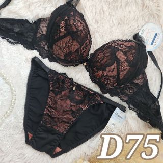 №308【D75】メルベイユローズチュールブラジャー&フルバックショーツ(ブラ&ショーツセット)