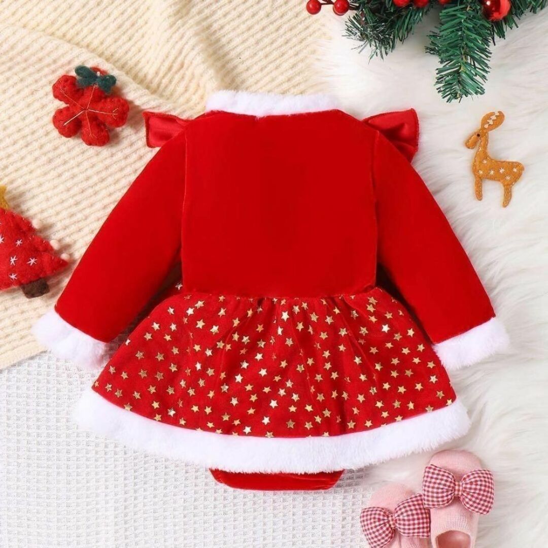 【新作】90 サンタコス クリスマス ロンパース キッズサンタ キッズ/ベビー/マタニティのキッズ服女の子用(90cm~)(ワンピース)の商品写真