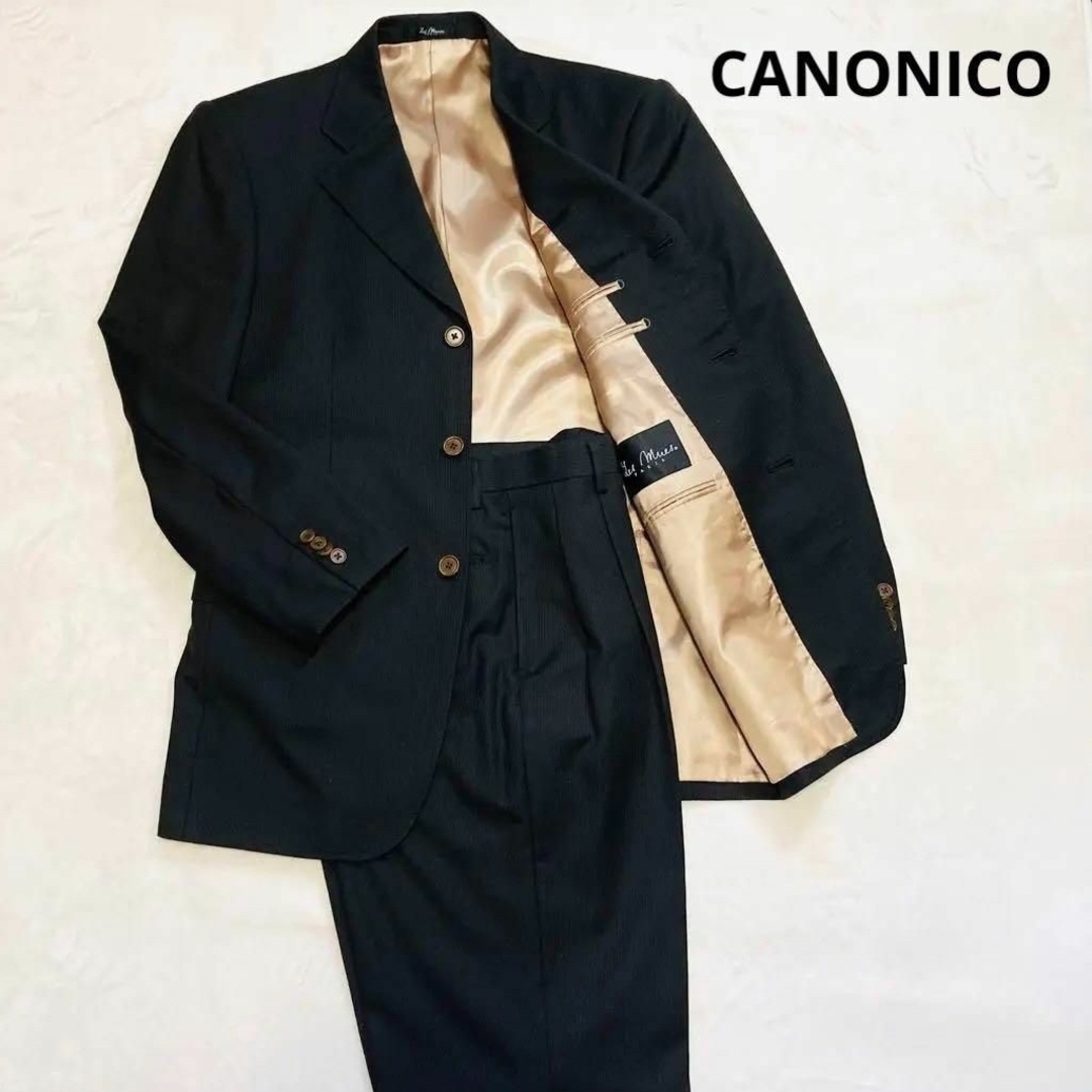 515袖丈CANONICO カノニコ　セットアップ　ゴールド　スーツ　ストライプ　金