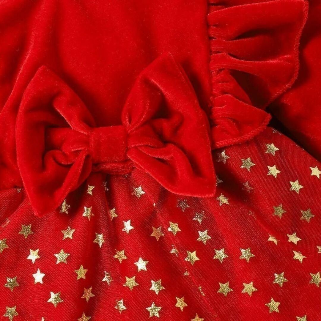 90 クリスマス ワンピース ロンパース ベビーサンタ 赤い 帽子 キラキラ キッズ/ベビー/マタニティのキッズ服女の子用(90cm~)(ワンピース)の商品写真