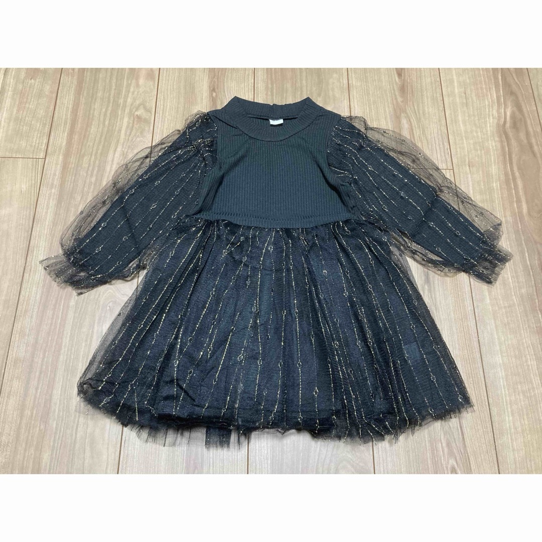 セール＊ワンピース 女の子 チュールスカート メッシュスカート 長袖 膝丈 キッズ/ベビー/マタニティのキッズ服女の子用(90cm~)(ワンピース)の商品写真