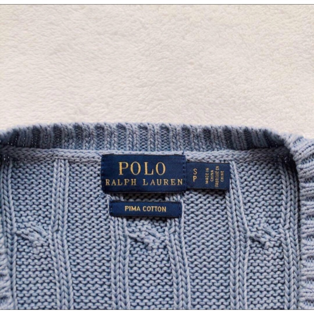 POLO RALPH LAUREN(ポロラルフローレン)のRALPH LAUREN ラルフローレン　ケーブル　ニット　くすみ　ブルー　 S レディースのトップス(ニット/セーター)の商品写真