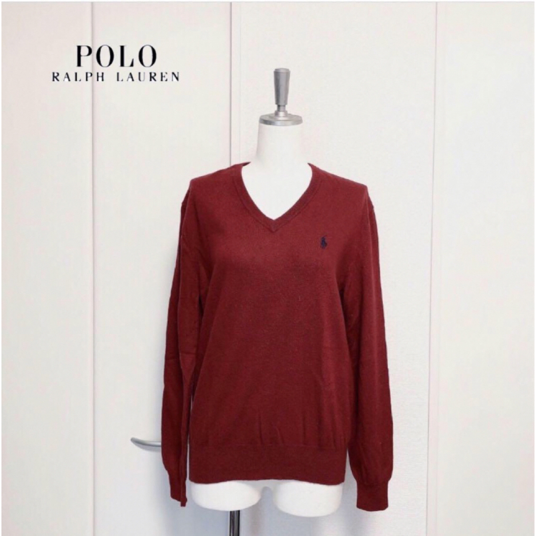 POLO RALPH LAUREN(ポロラルフローレン)のRALPH LAUREN ラルフローレン　メリノ　ウール　ニット　レッド　M メンズのトップス(ニット/セーター)の商品写真