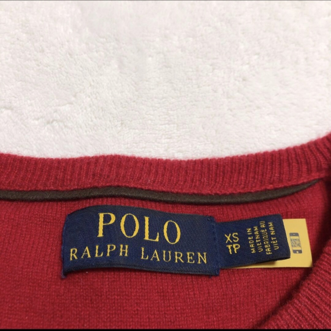 POLO RALPH LAUREN(ポロラルフローレン)のRALPH LAUREN ラルフローレン　ロゴ　ウール　ニット　レッド　S レディースのトップス(ニット/セーター)の商品写真