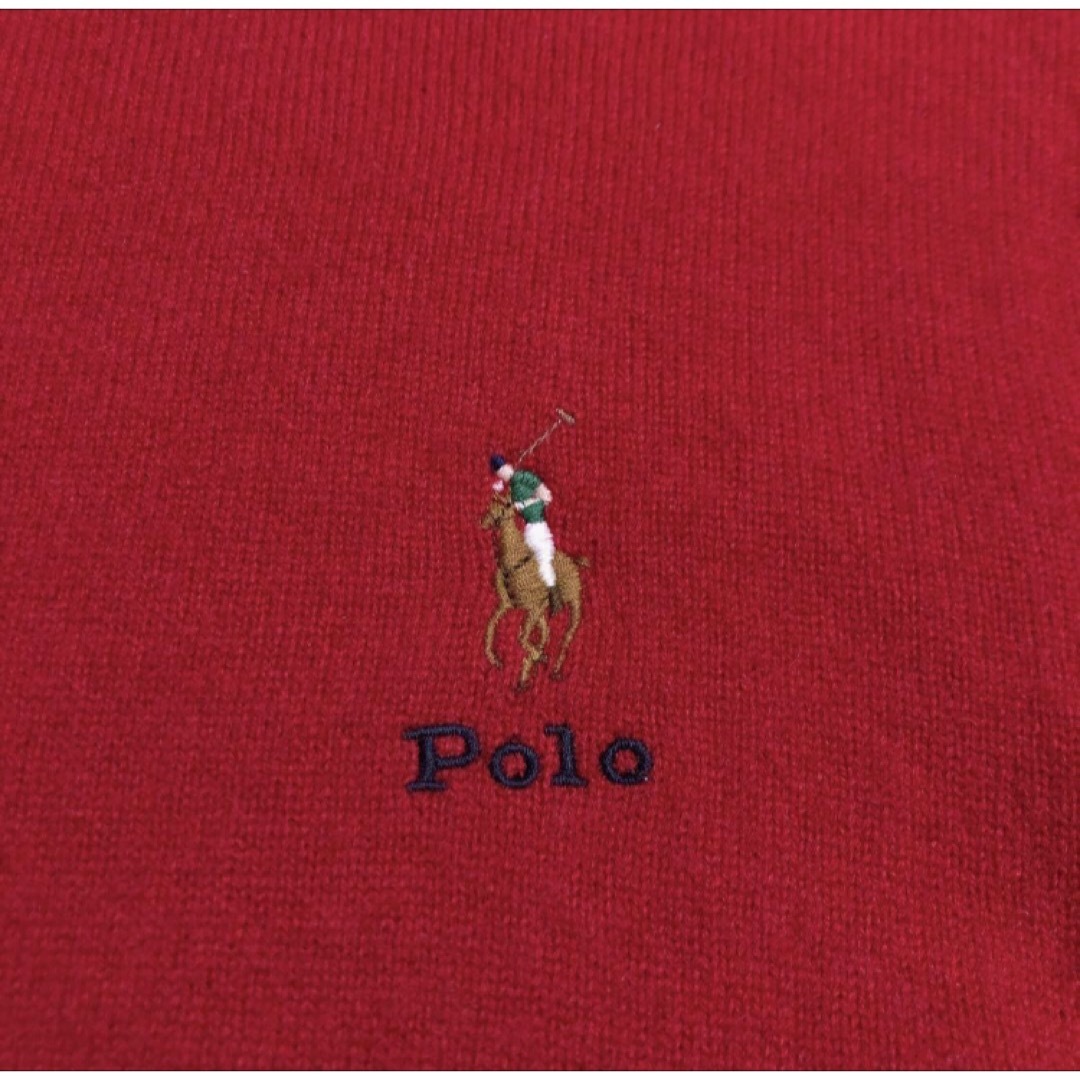 POLO RALPH LAUREN(ポロラルフローレン)のRALPH LAUREN ラルフローレン　ロゴ　ウール　ニット　レッド　S レディースのトップス(ニット/セーター)の商品写真