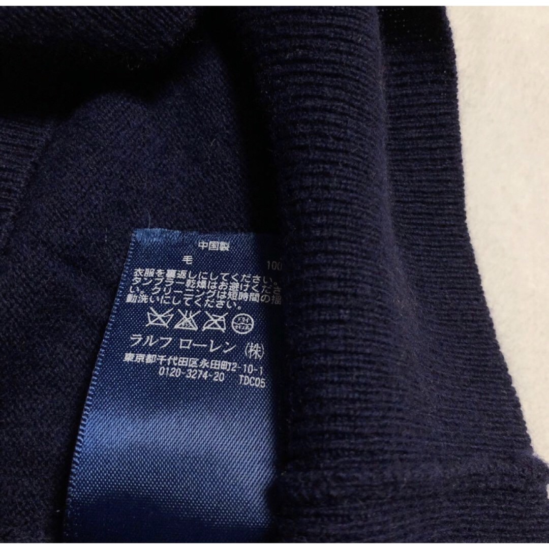 POLO RALPH LAUREN(ポロラルフローレン)のRALPH LAURENラルフローレン　Vネック　ウール　ニット　ネイビー　XS メンズのトップス(ニット/セーター)の商品写真