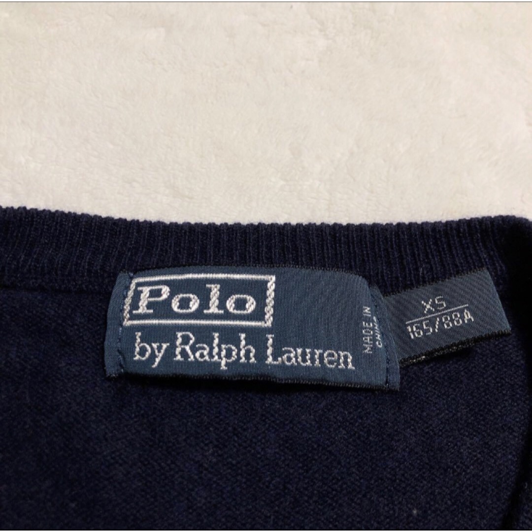 POLO RALPH LAUREN(ポロラルフローレン)のRALPH LAURENラルフローレン　Vネック　ウール　ニット　ネイビー　XS メンズのトップス(ニット/セーター)の商品写真
