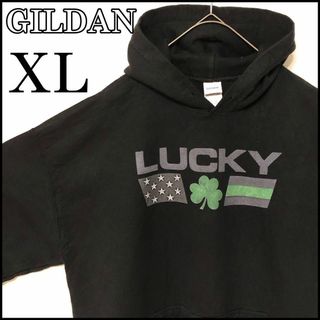 ギルタン(GILDAN)の【匿名配送】GILDANギルダンフード付き パーカー メンズ ブラック ゆるダボ(パーカー)